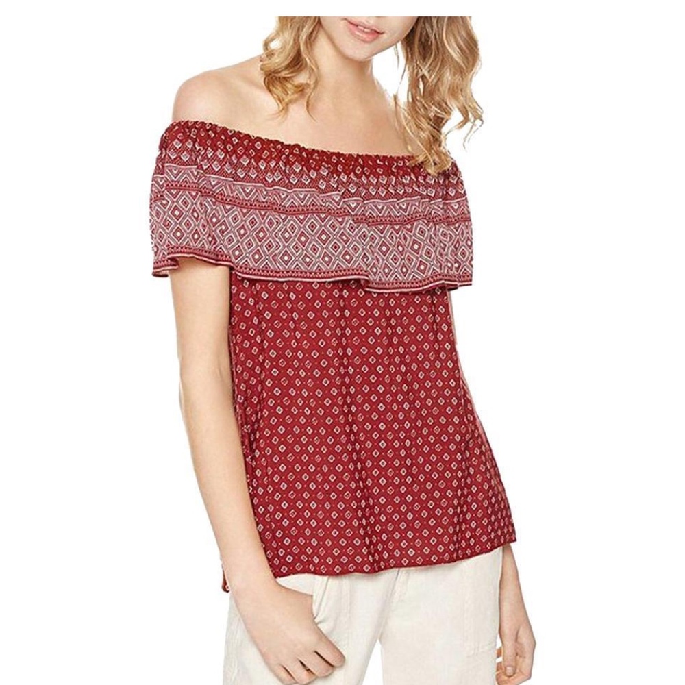 Sanctuary Misha Printed Off-the-shoulder Top